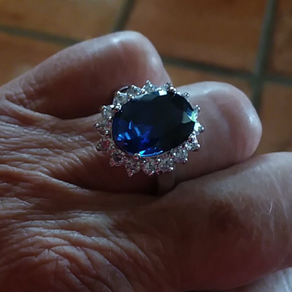 Beautiful ring with Bluestone and cubic zirconia